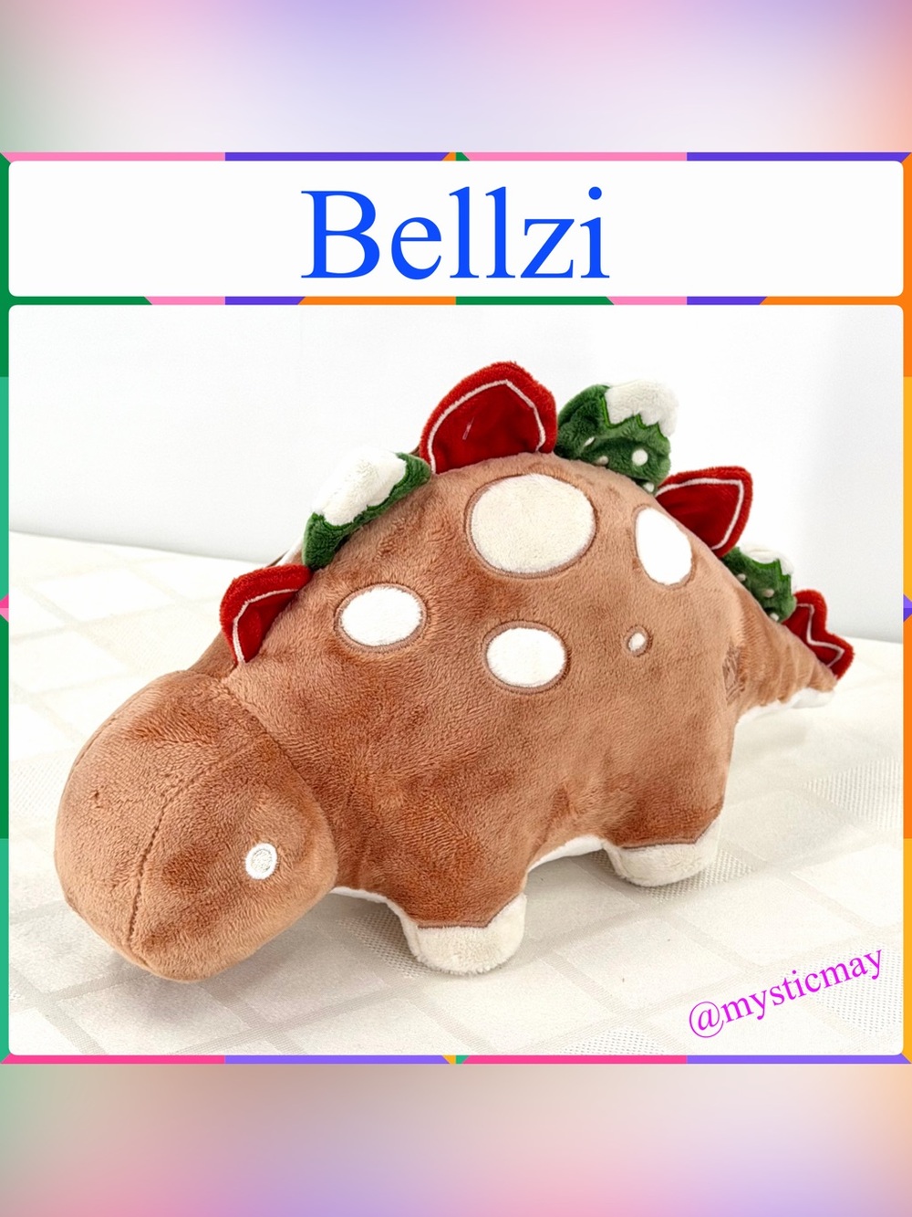 2013 Limited Edition BELLZI GINGERBREAD STEGGI PLUSH Xmas Holiday Stego Dinosaur